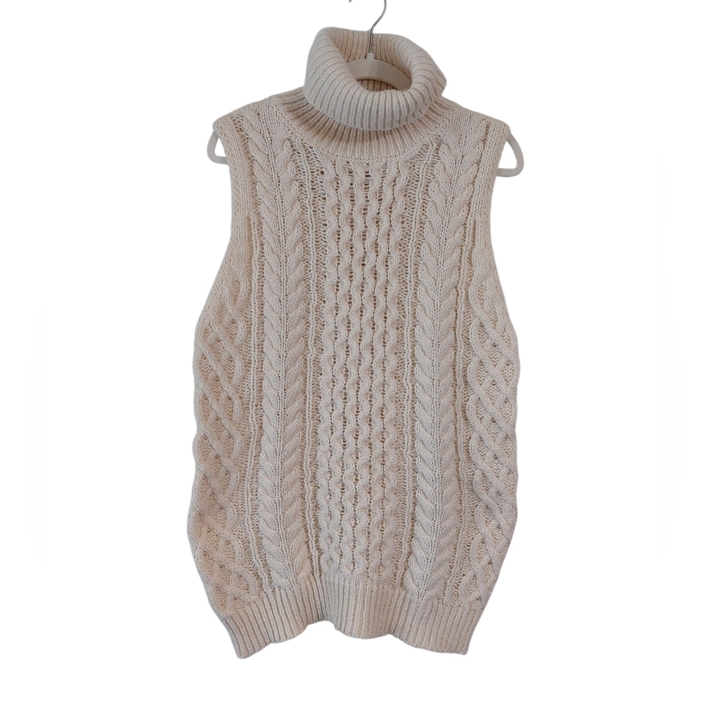 ePretty Cream Cable Knit Turtleneck Sweater Vest